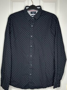 Michael Brandon Men’s Navy Polka Dot Button-Up Shirt size XL